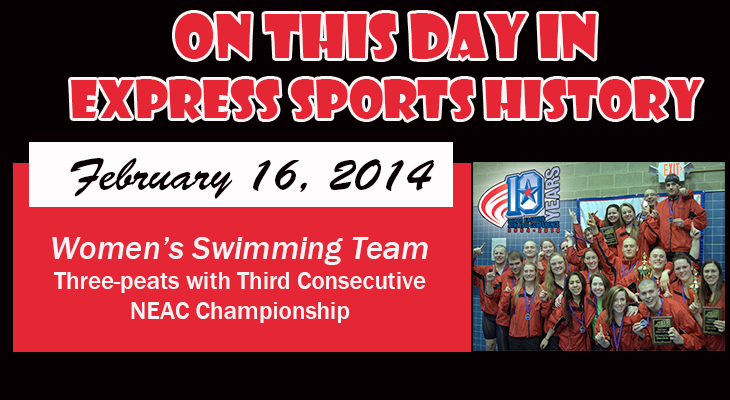 'On This Day' Women's Swimming Team Earns Third Consecutive NEAC Title