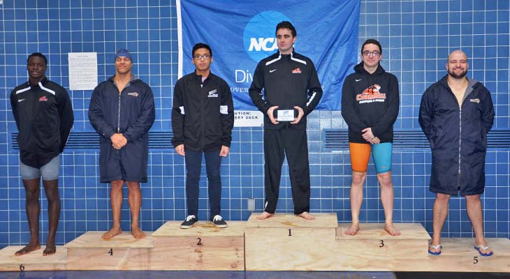 Men’s Swimming Team Finish Third after First Day of NEAC Championships