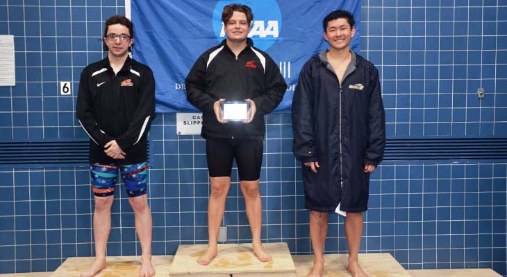 Men’s Swimming Team Widens Third-Place Lead at NEAC Championships