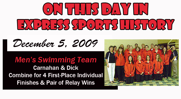 'On This Day' Carnahan and Dick Pace Men’s Swimming Team to Victory in Pennsylvania