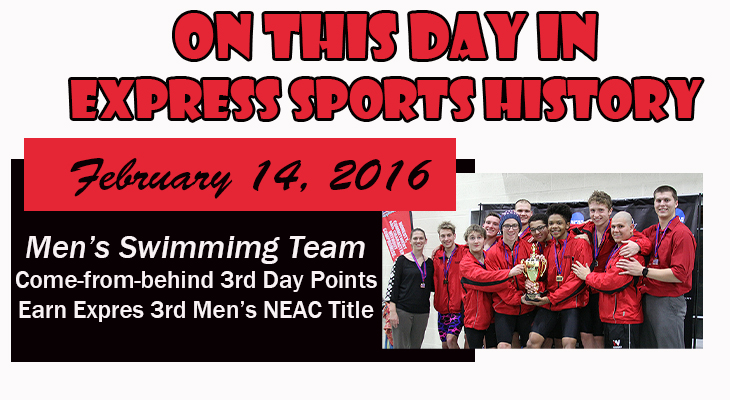 'On This Day' Men’s Swimming Team Rallies for Third NEAC Title