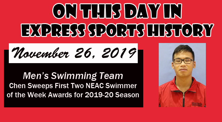 'On This Day' Chen Repeats as Top NEAC Weekly Swimmer