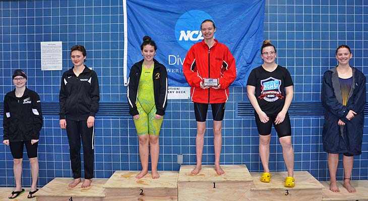Women’s Swim Team Tops the Field after First Day of NEAC Championships
